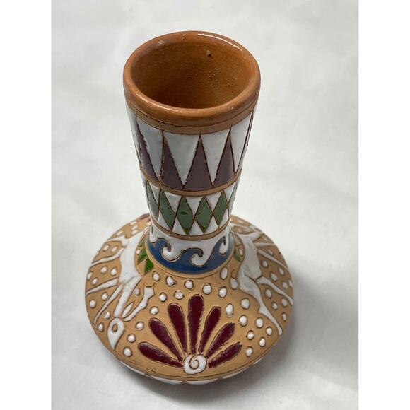 Greek Handmade Terracotta Plate and Vase, Rhodes Greece, Bonis Pottery - Picture 5 of 7